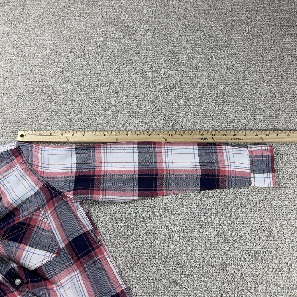 Flag & Anthem Plaid Long Sleeve Shirt Red Blue White Women’s Size XS - Picture 6 of 8